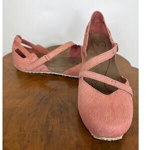 NIB Ahnu Tullia Pink Textured Leather Double Strap Slip On Shoes Box Size 10